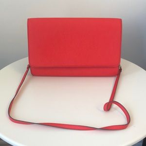 H&M Red Faux Saffiano Crossbody Purse